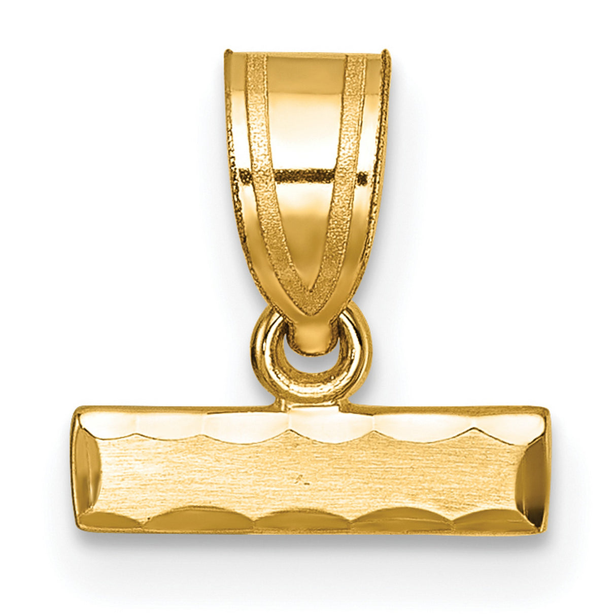10k Yellow Gold T-Bar Pendant with Scalloped Design, Polished Minimalist Charm