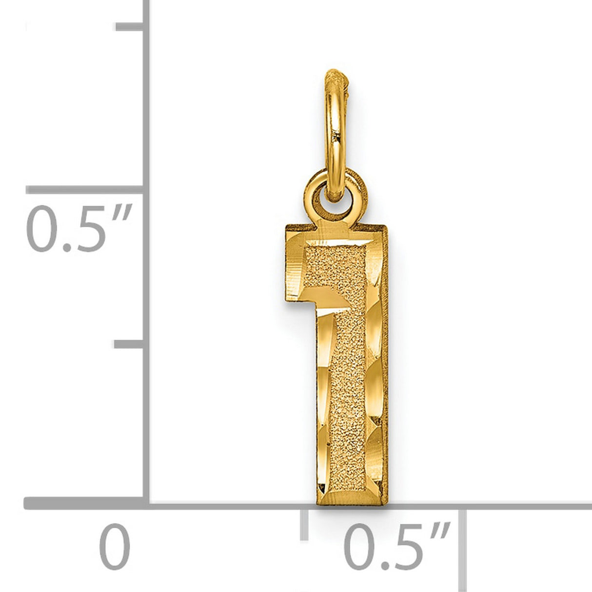 10k Yellow Gold Number One Pendant Charm, Bold Textured and Polished Design, Unisex Jewelry