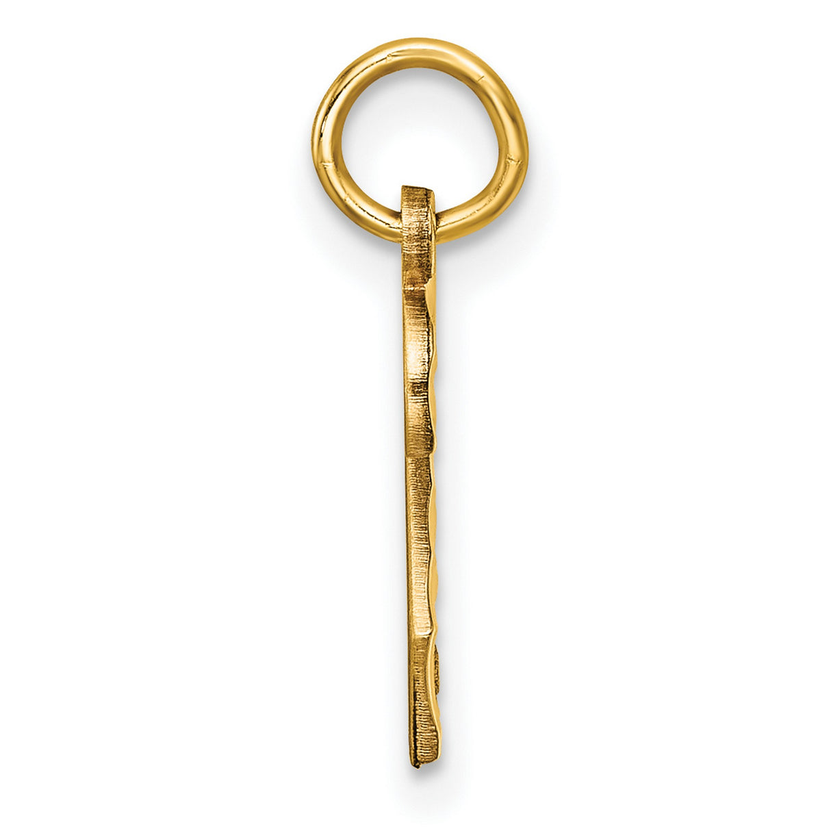 10k Yellow Gold Number Two Pendant Charm, Textured Polished Unisex Jewelry