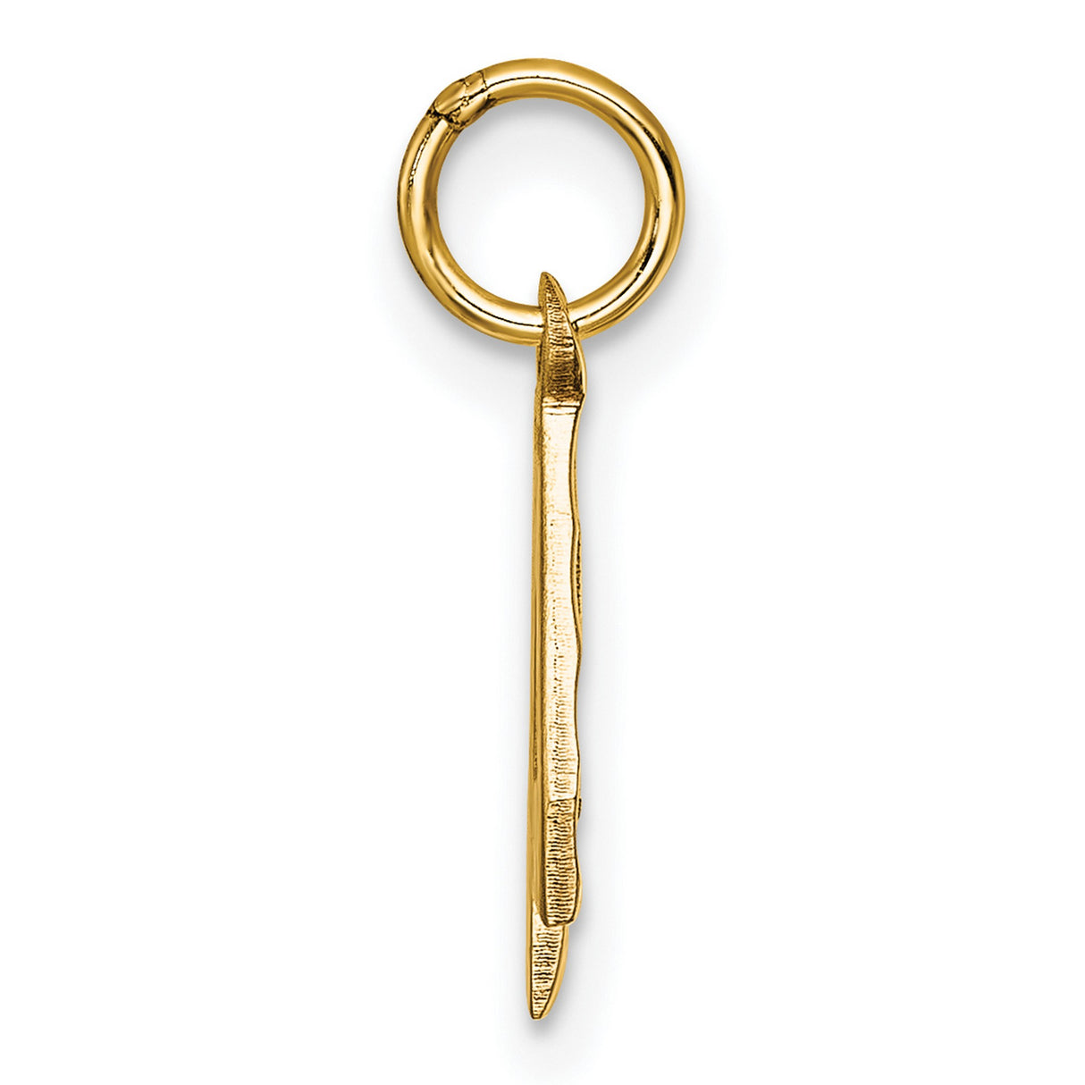 10k Yellow Gold Number 4 Pendant Charm, Polished and Textured Finish, Unisex Jewelry