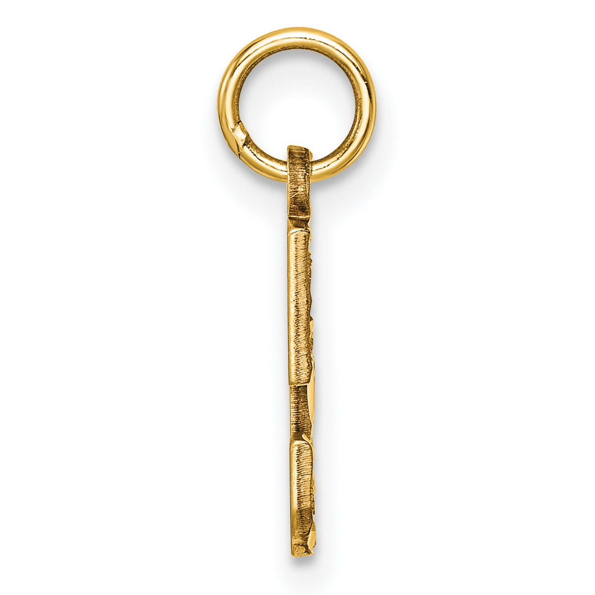 10k Yellow Gold Number 5 Pendant Charm, Polished Textured Numerology Symbol, Unisex Jewelry