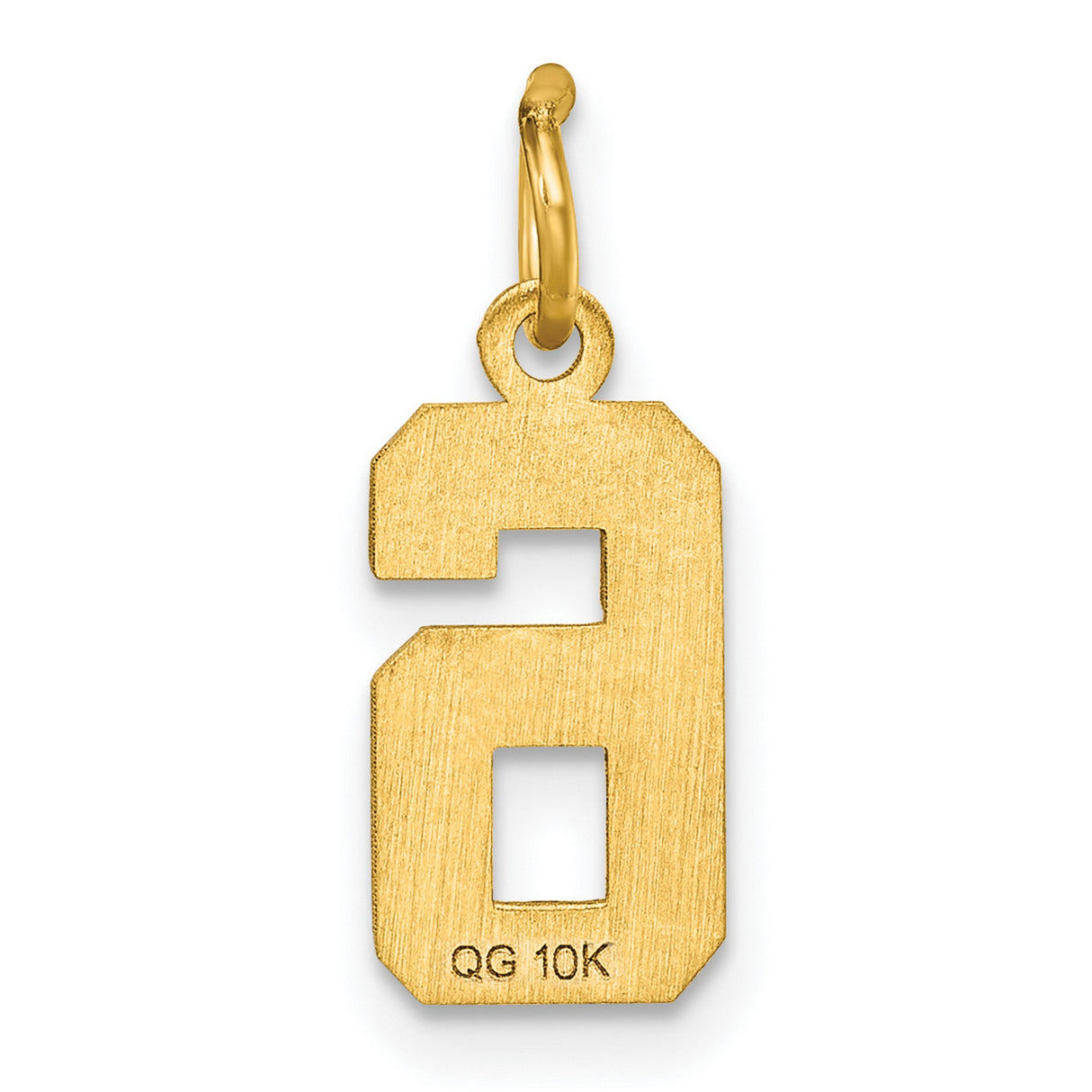10k Yellow Gold Number 6 Pendant Charm with Textured and Polished Finish, Unisex
