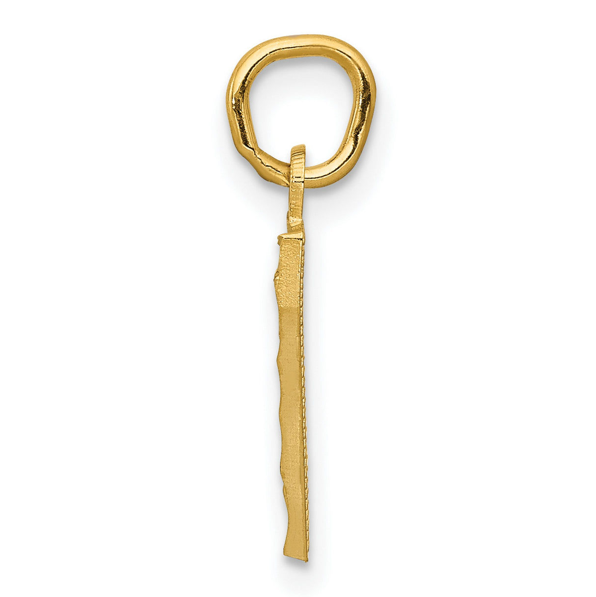 10k Yellow Gold Number 7 Pendant Charm, Textured and Polished Religious Jewelry