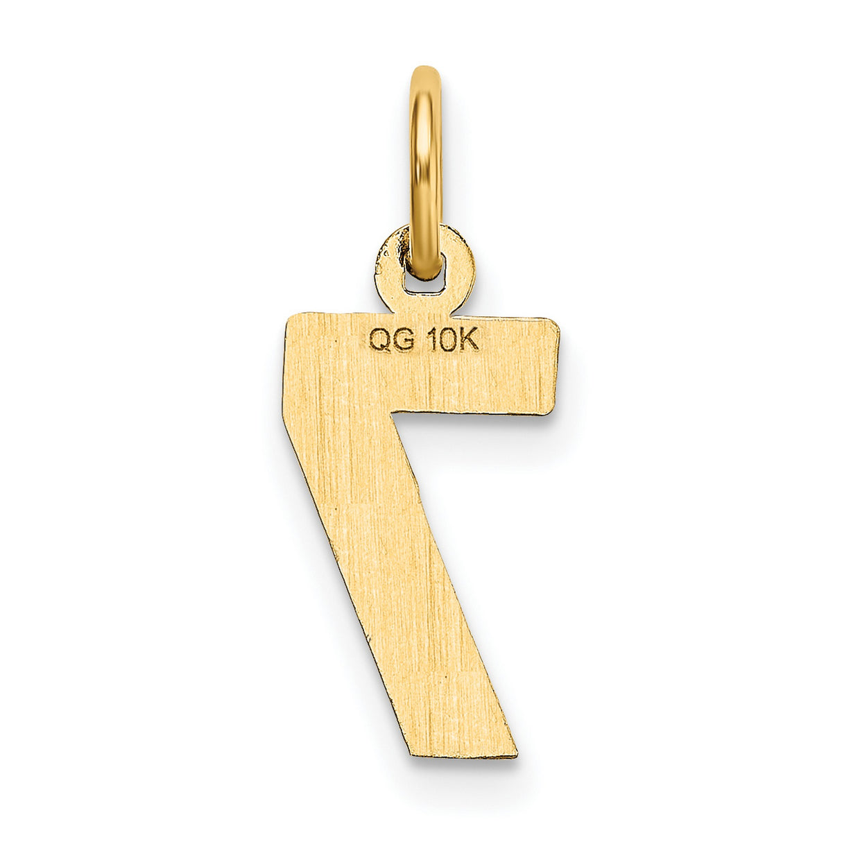 10k Yellow Gold Number 7 Pendant Charm, Textured and Polished Religious Jewelry