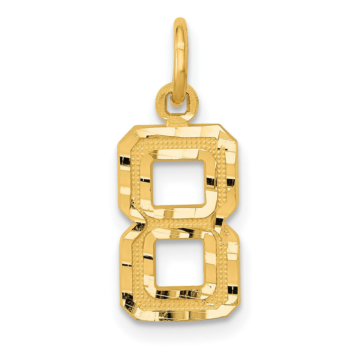 10k Yellow Gold Number 8 Pendant with Polished and Textured Finish, Unisex Infinity Charm