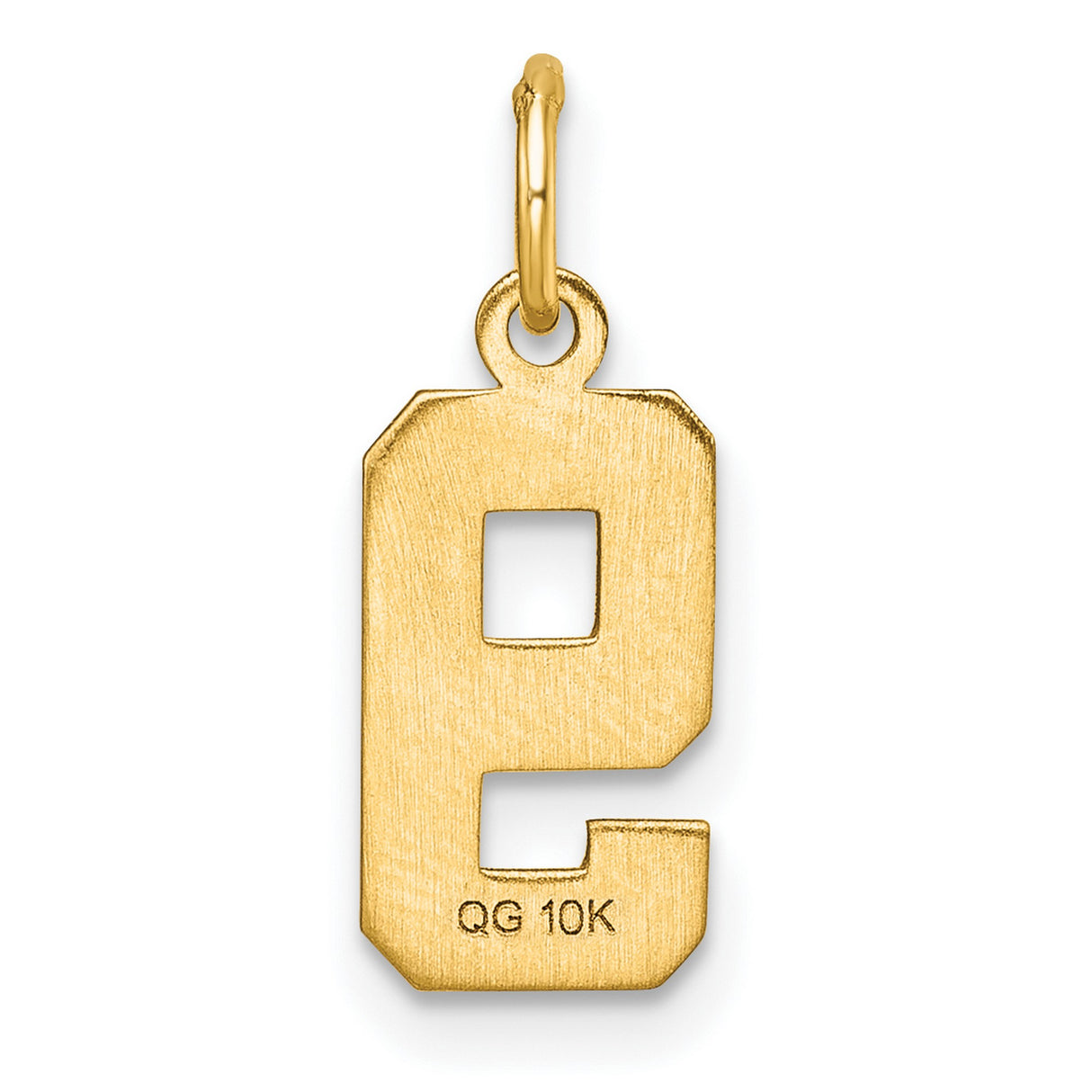 10k Yellow Gold Number 9 Pendant Charm, Textured Unisex Numeric Jewelry