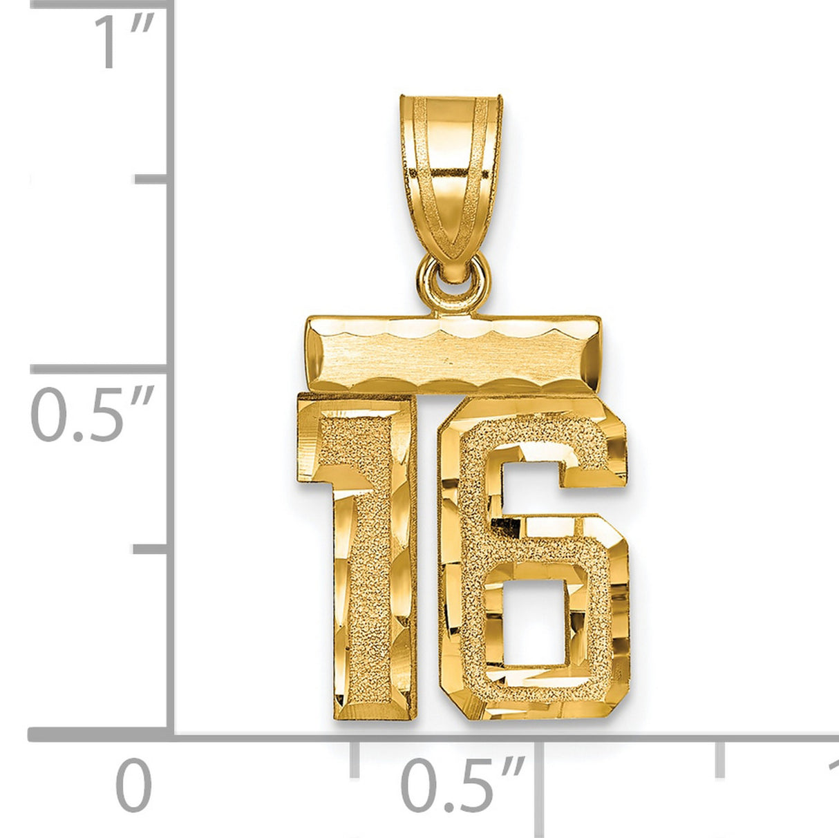 Casted Small Diamond-cut Number 16 Charm Pendant in Real 10k Yellow Gold