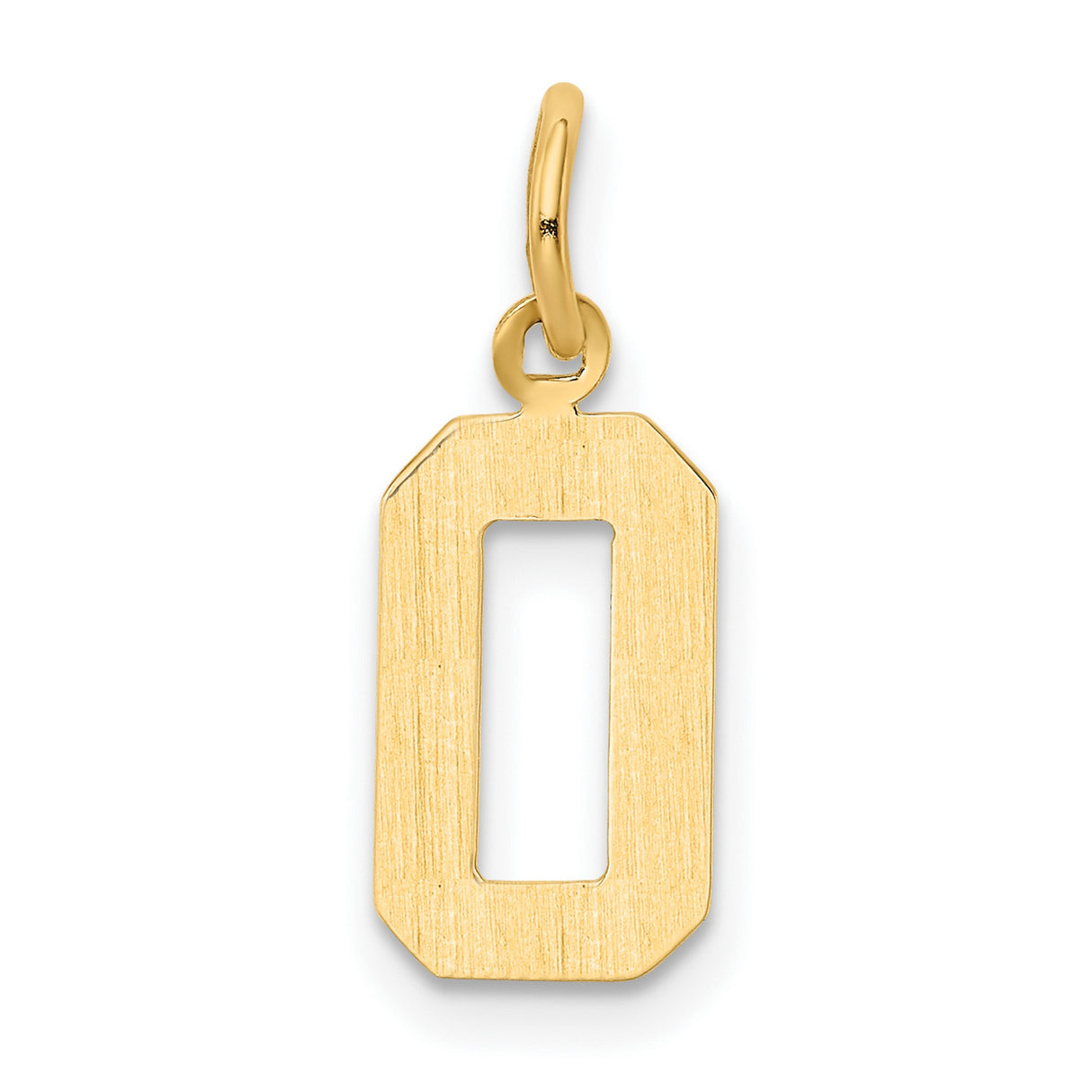 10k Yellow Gold Number 0 Pendant Charm, Block Style Zero with Polished Finish, Unisex Design