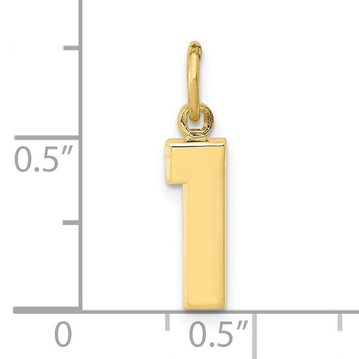 10k Yellow Gold Number One Pendant, Polished Block Numeral Charm, Unisex Sports Style