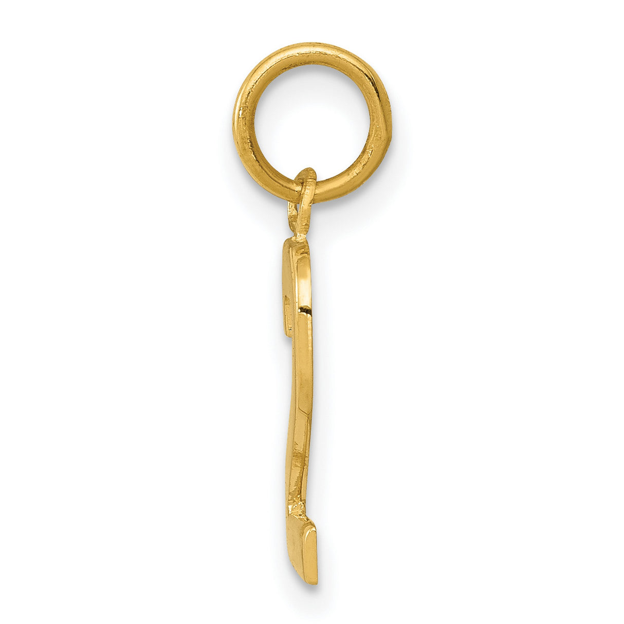 10k Yellow Gold Number Two Pendant Charm, Polished Finish, Unisex Numeric Jewelry