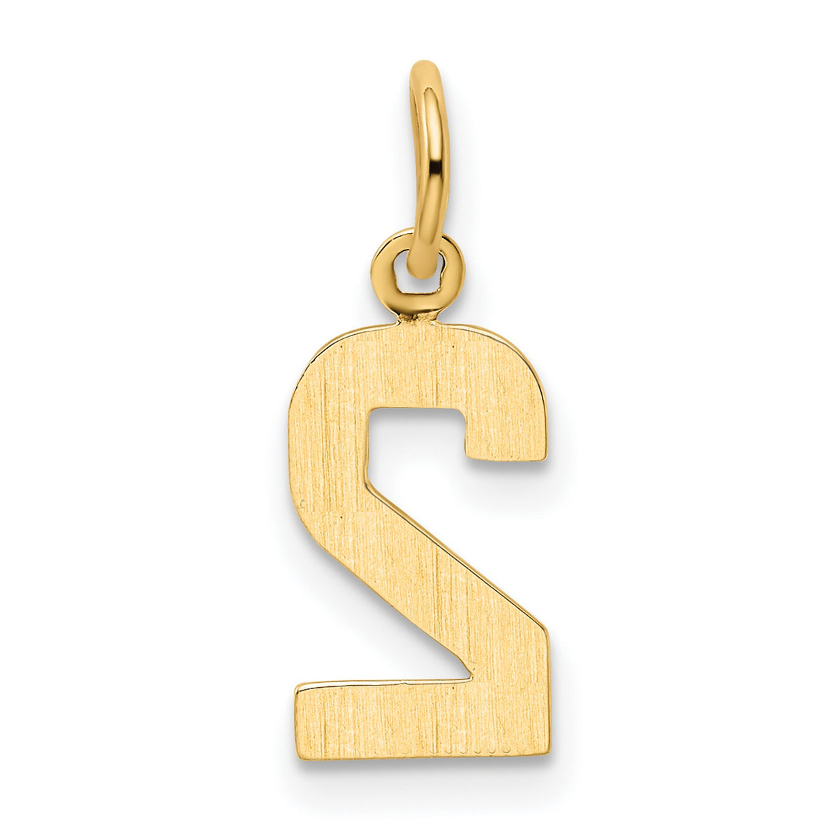 10k Yellow Gold Number Two Pendant Charm, Polished Finish, Unisex Numeric Jewelry