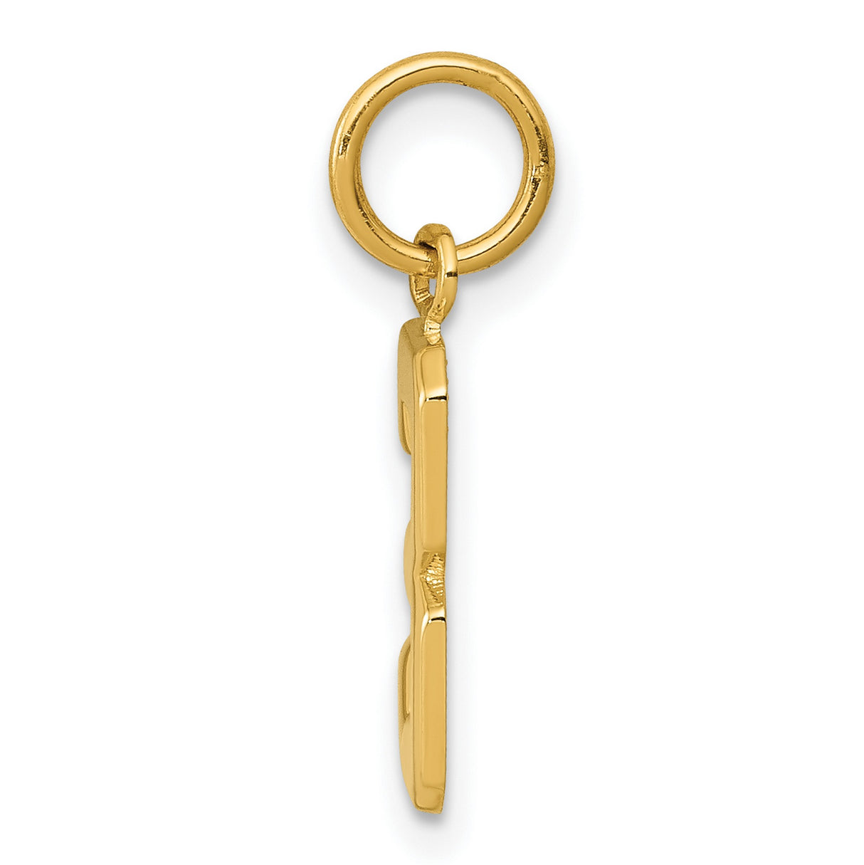 10k Yellow Gold Number 3 Pendant Charm, Polished Block Numeral Design, Unisex Jewelry