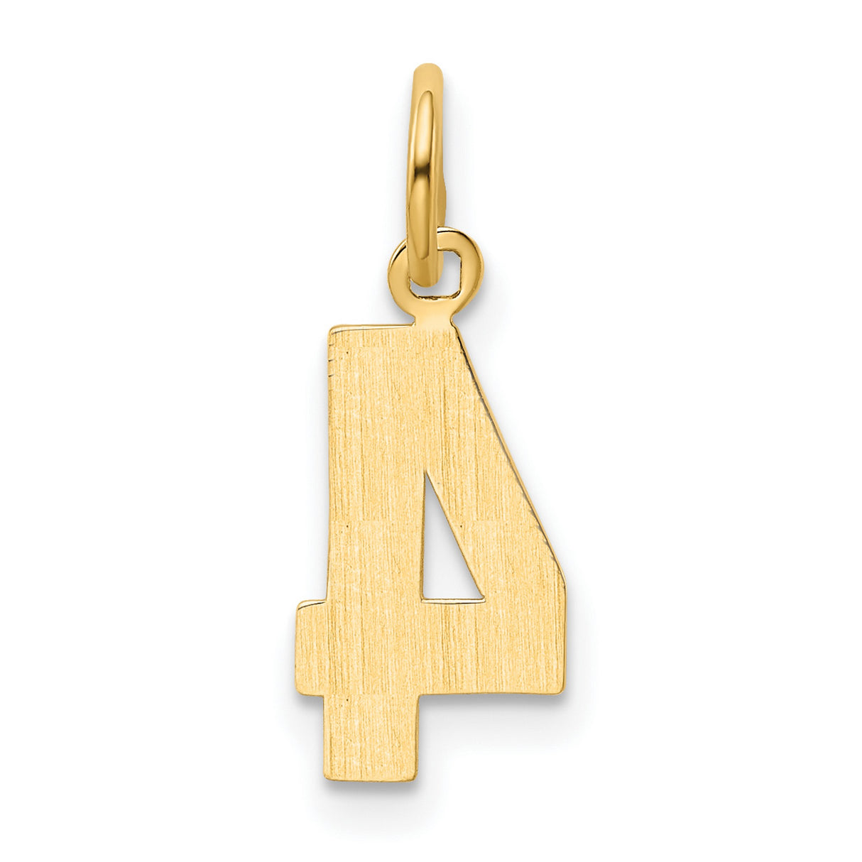 10k Yellow Gold Number 4 Pendant Charm, Polished Minimalist Numerology Design