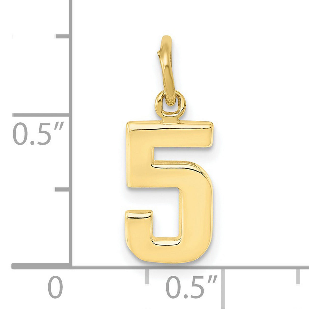 10k Yellow Gold Number 5 Pendant Charm, Bold Modern Numerology Design for Men and Women