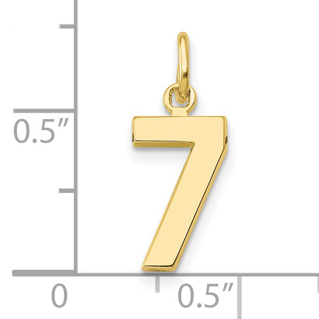 10k Yellow Gold Number 7 Pendant Charm, Lucky Seven Symbol, Minimalist Unisex Jewelry