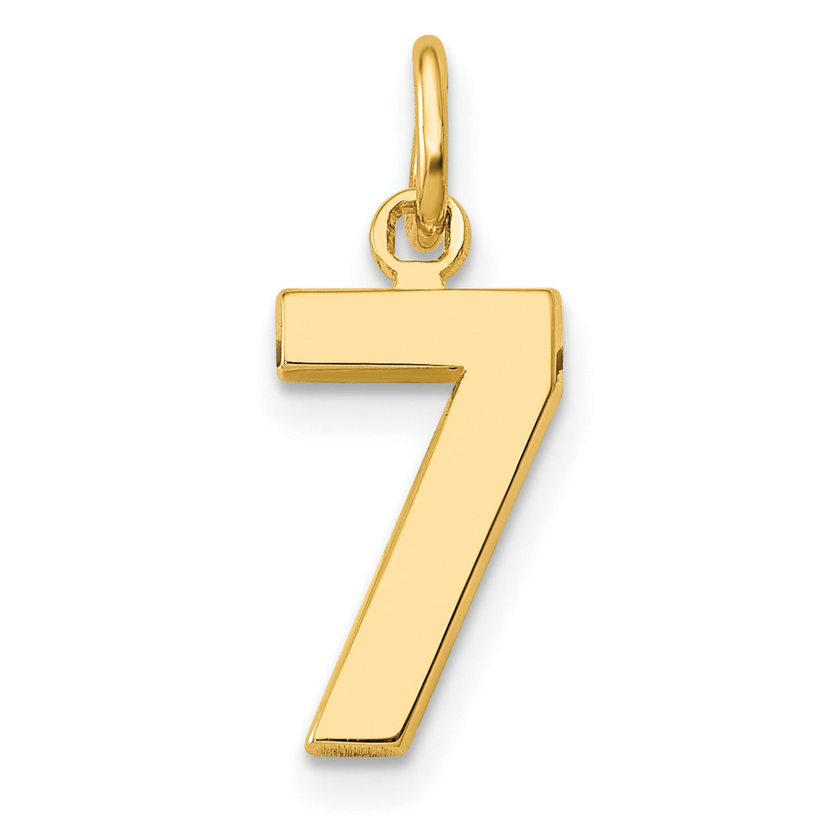 10k Yellow Gold Number 7 Pendant Charm, Lucky Seven Symbol, Minimalist Unisex Jewelry