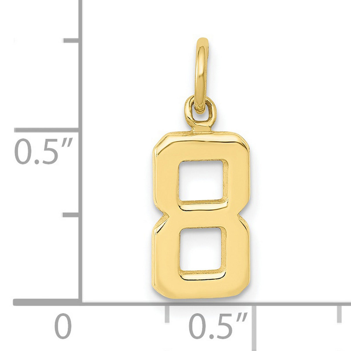 10k Yellow Gold Number 8 Pendant Charm, Polished Finish, Symbolic Unisex Jewelry
