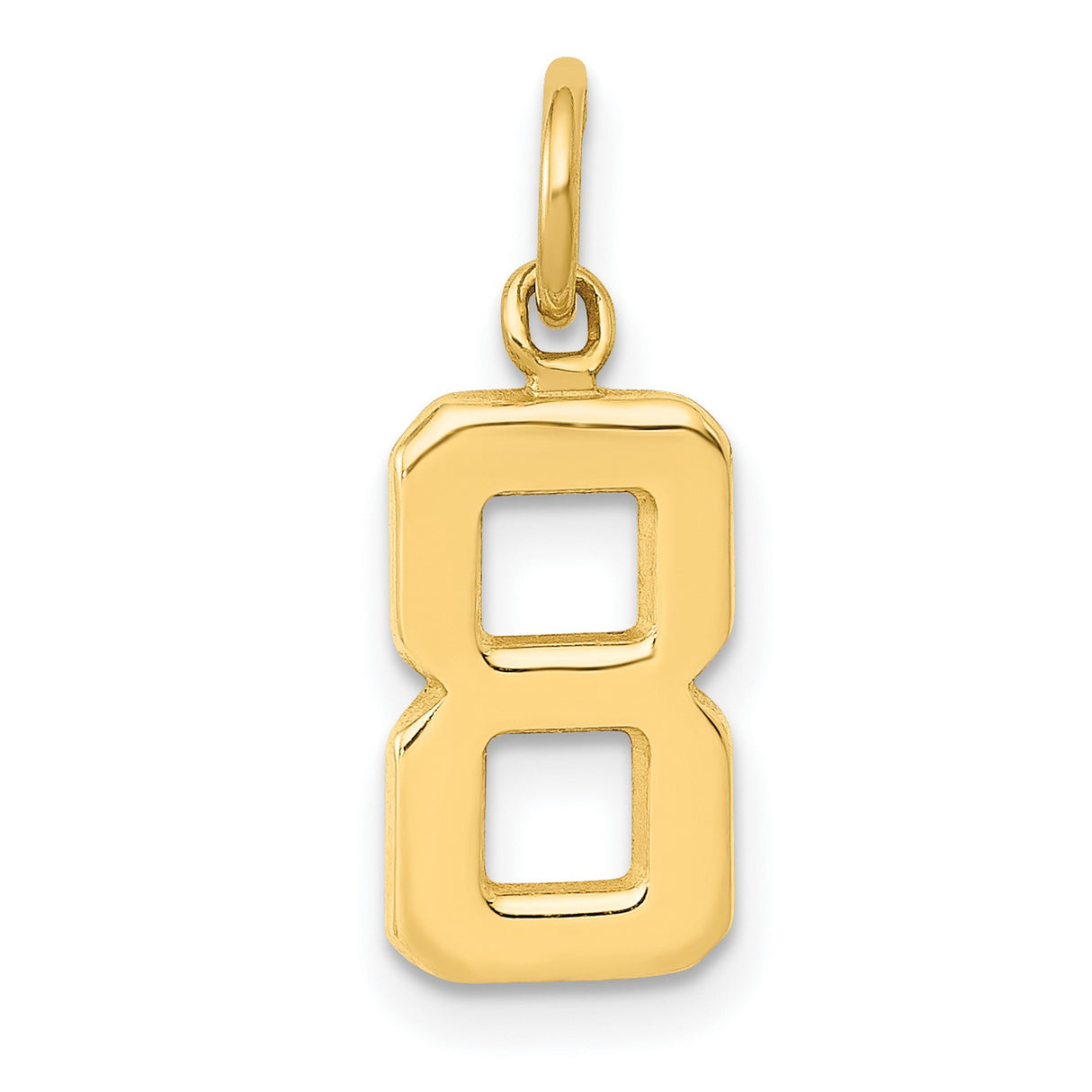 10k Yellow Gold Number 8 Pendant Charm, Polished Finish, Symbolic Unisex Jewelry