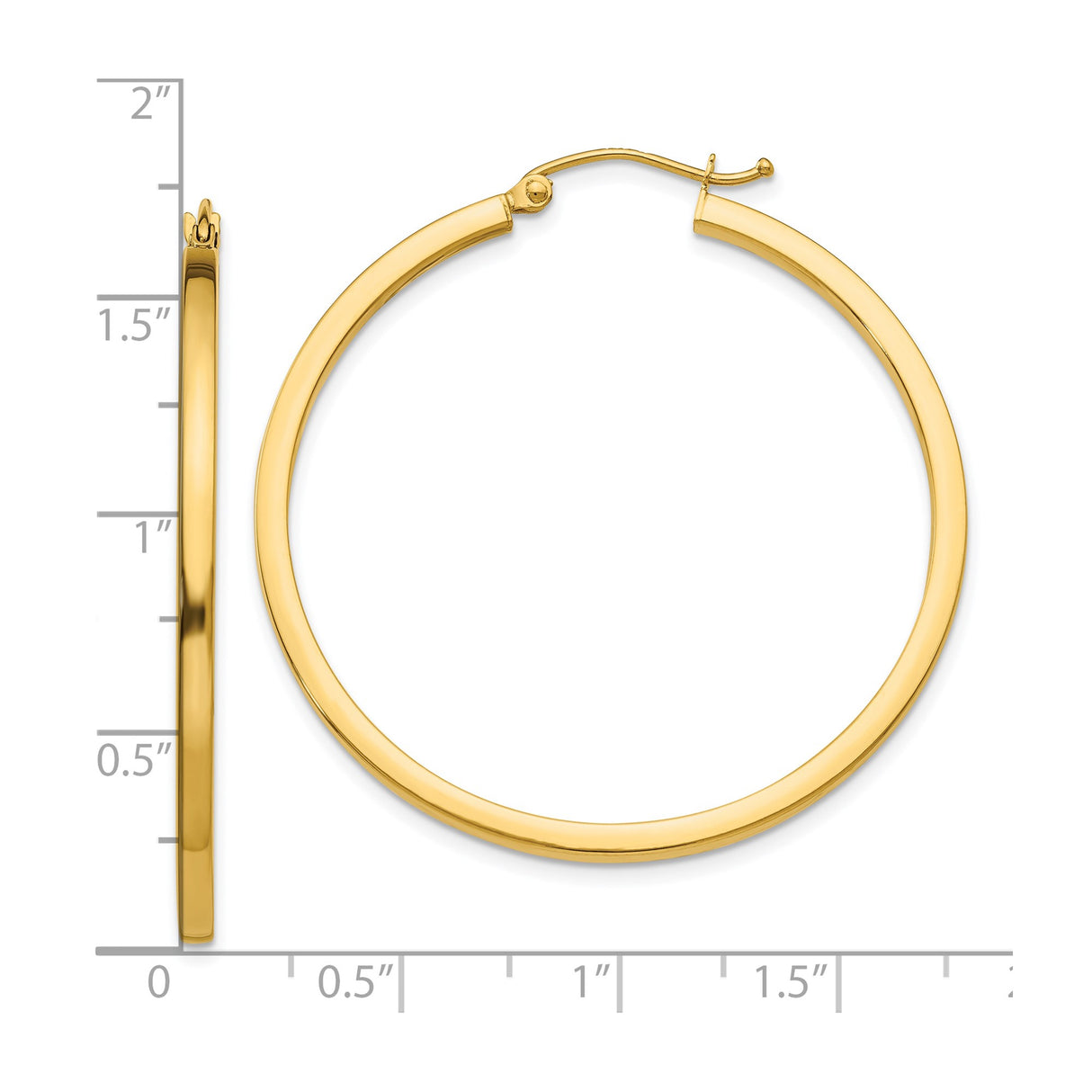 10k Yellow Gold Hoop Earrings, Classic Round Polished Lightweight Medium Hoops for Women