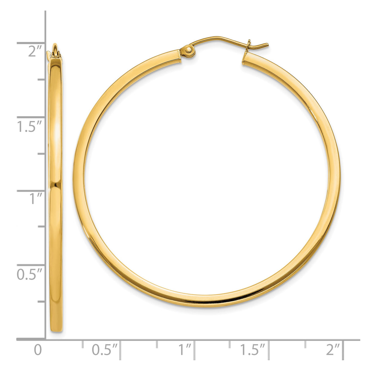10k Yellow Gold Hoop Earrings, Lightweight Medium Tube Hoops with Hinged Closure, High Polish Finish