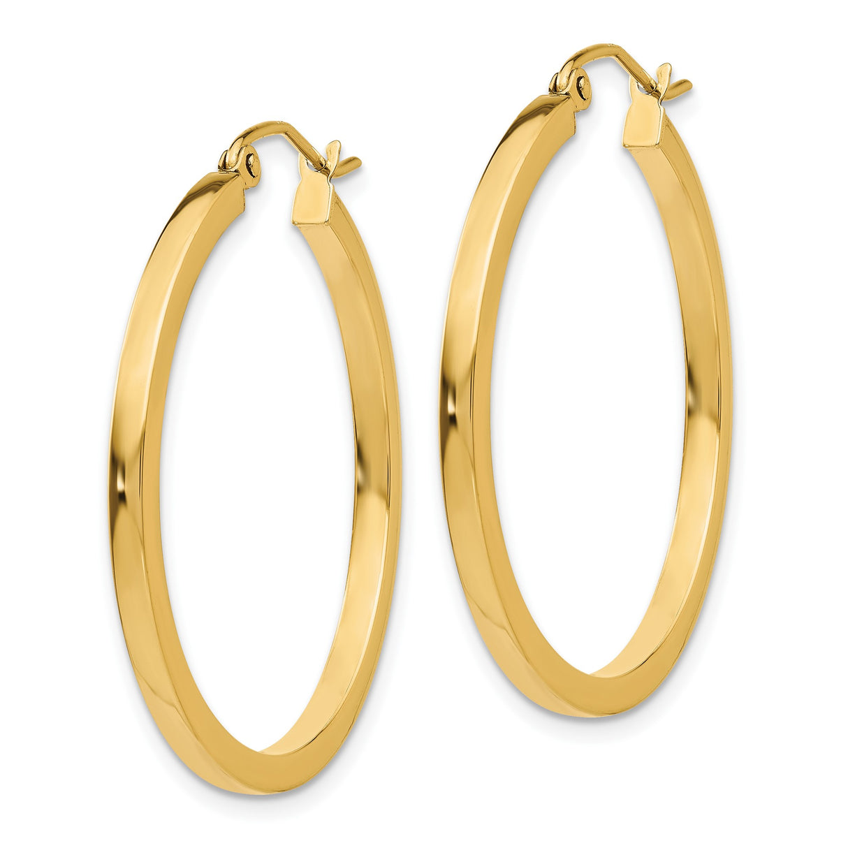10k Yellow Gold Hoop Earrings, Classic Round Design with High Polish Finish, Lightweight Style