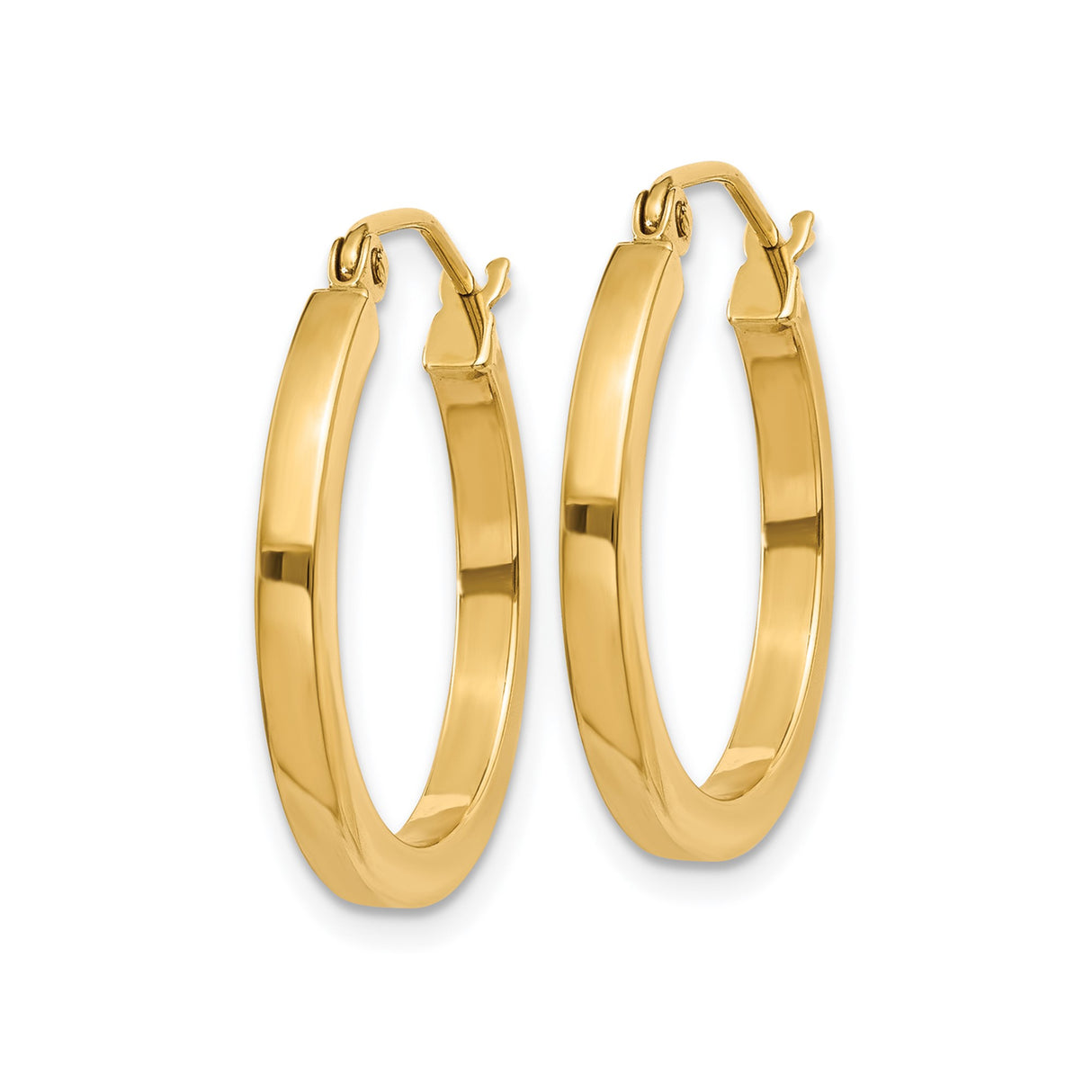 10k Yellow Gold Hoop Earrings, Smooth Finish with Secure Latch Back Closure, Classic Round Style