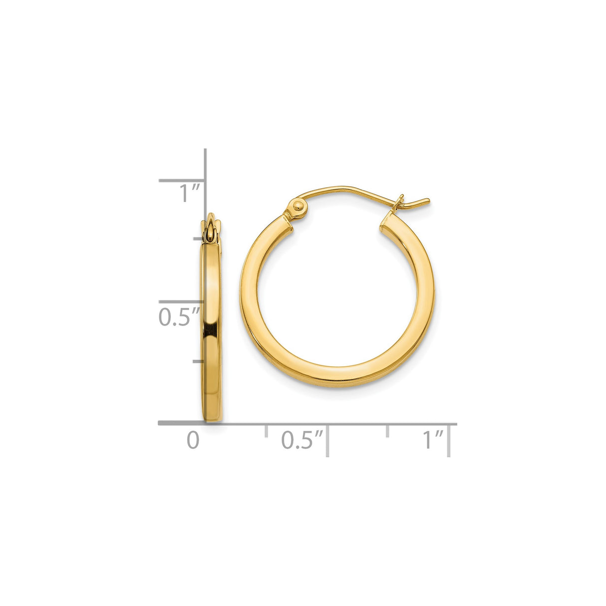 10k Yellow Gold Hoop Earrings, Smooth Finish with Secure Latch Back Closure, Classic Round Style