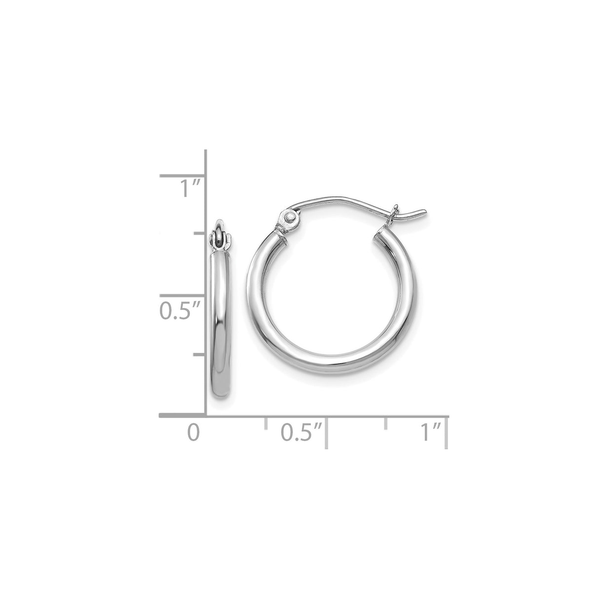 10k White Gold Hoop Earrings, Lightweight Polished Tube Style, Minimalist Design for Women