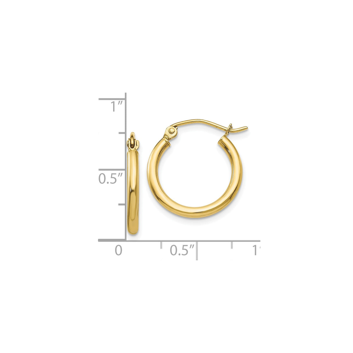 10k Yellow Gold Hoop Earrings, Lightweight Round Tube Design, Classic Minimalist Style for Women