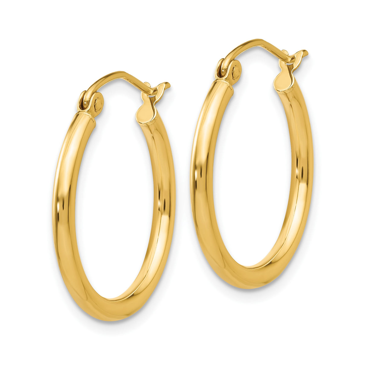 10k Yellow Gold Hoop Earrings, Classic Round High-Polish Lightweight Design for Women