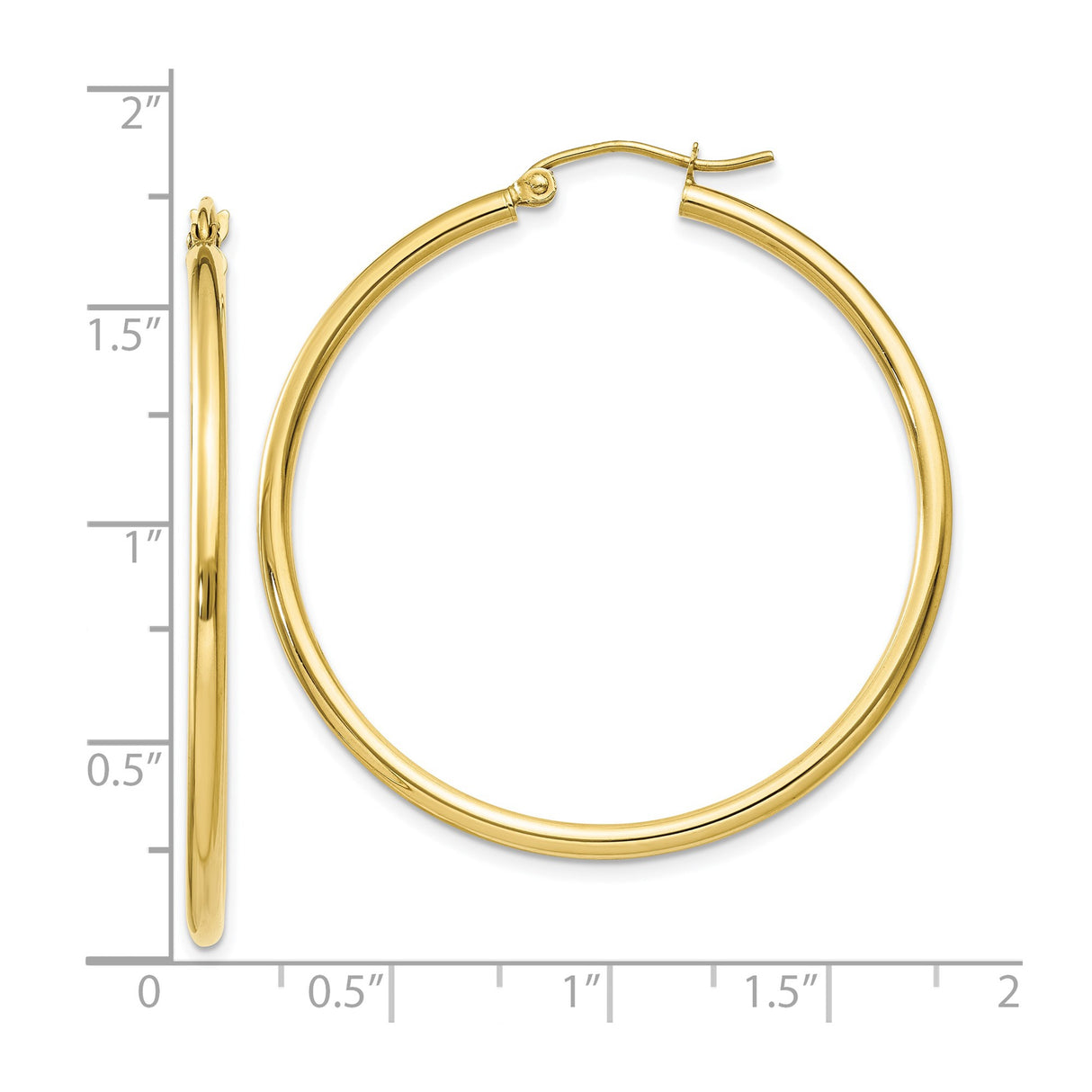 10k Yellow Gold Hoop Earrings, Lightweight Polished Round Hoops, Classic Minimalist Design