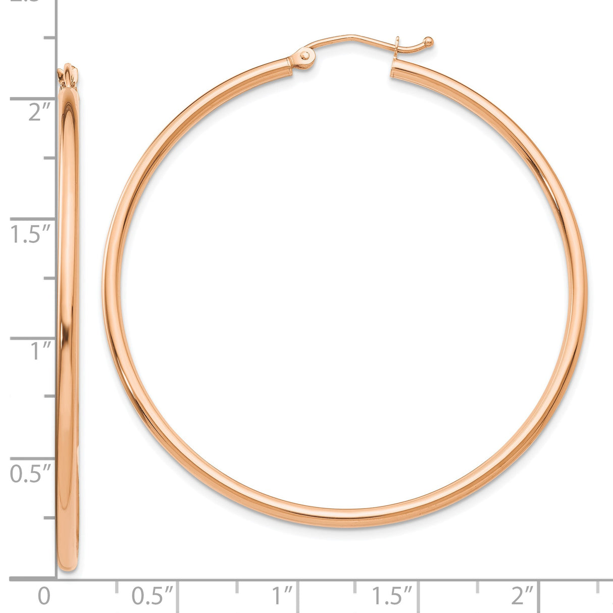10k Rose Gold Hoop Earrings, Lightweight Polished Round Tube Design, Minimalist Style for Women
