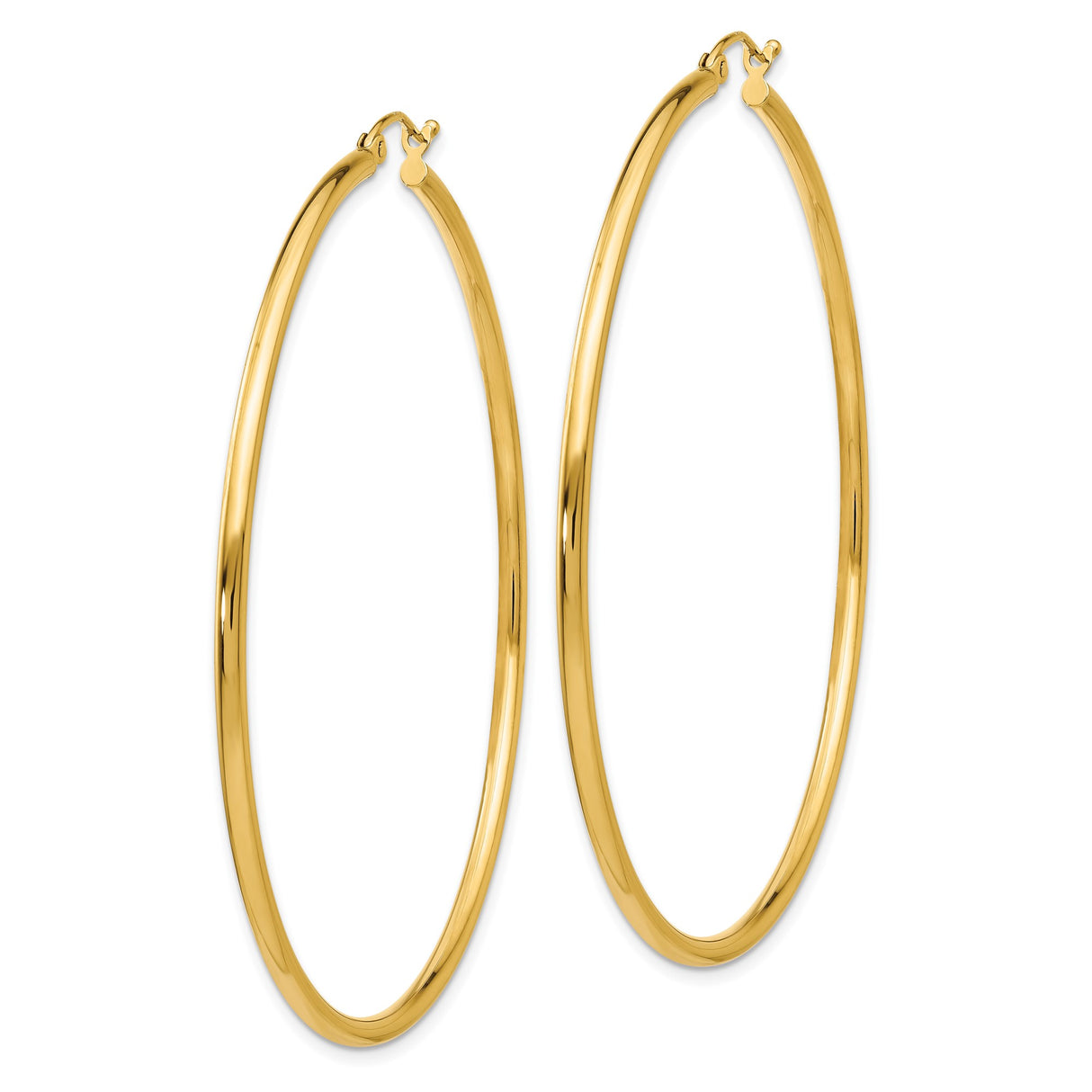 10k Yellow Gold Hoop Earrings, Polished Round Lightweight Design, Classic Minimalist Style for Women