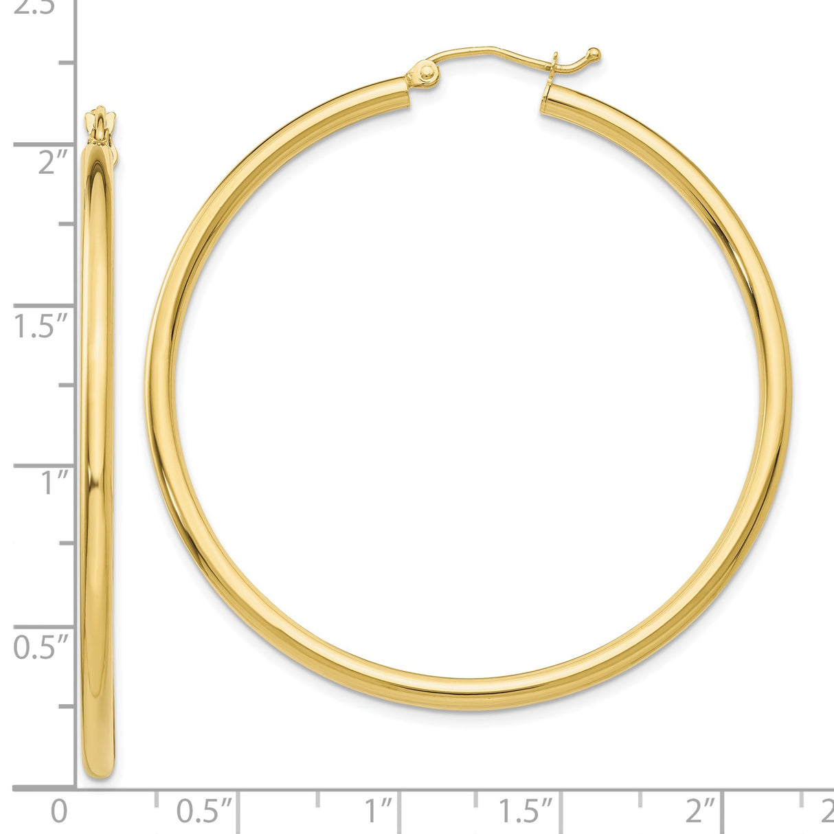 10k Yellow Gold Hoop Earrings, Lightweight Round Tube with Polished Finish for Women