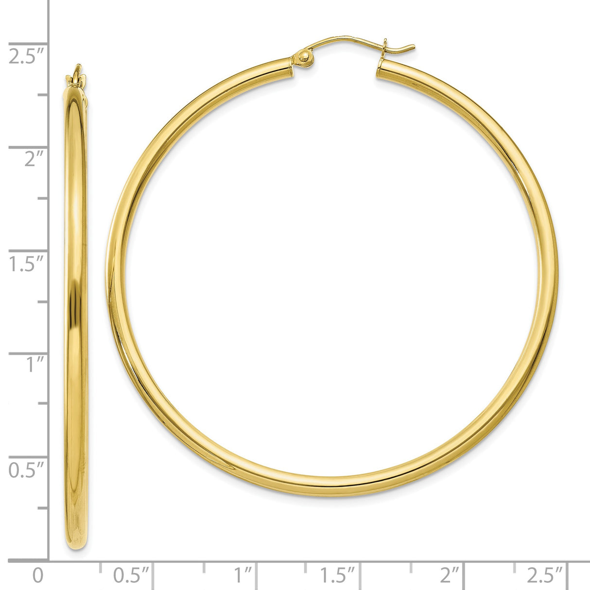 10k Yellow Gold Hoop Earrings, Classic Round Tube Design with High Polish Finish, Lightweight Style