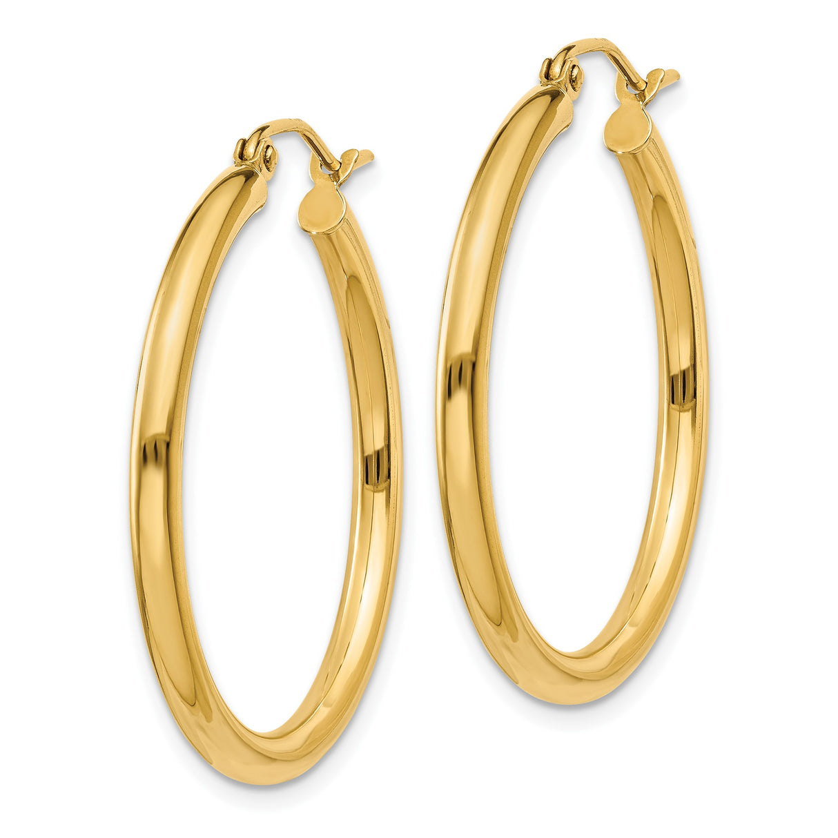 10k Yellow Gold Hoop Earrings, Classic Polished Round Design for Women