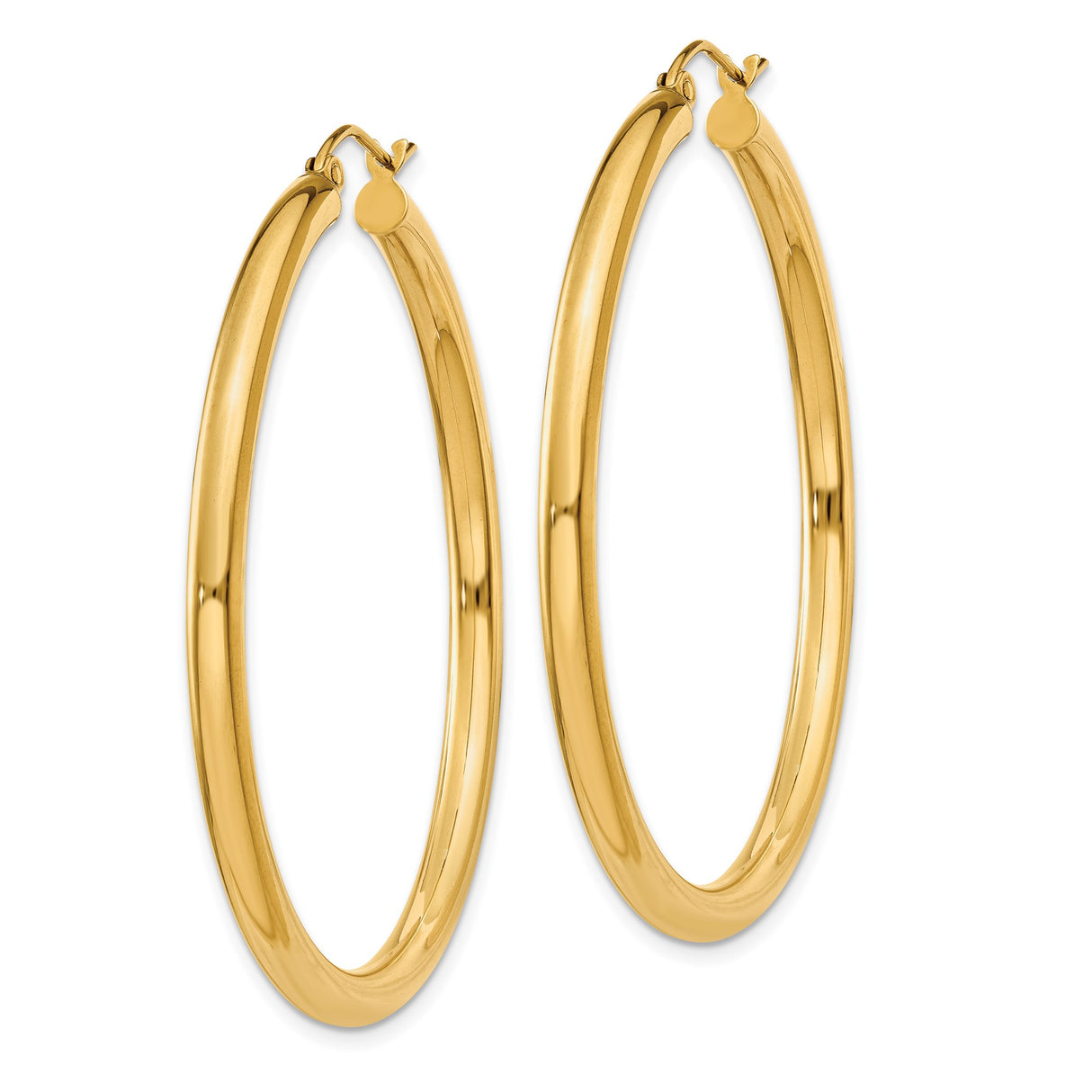 10k Yellow Gold Hoop Earrings, Classic Round Polished Minimalist Design for Women