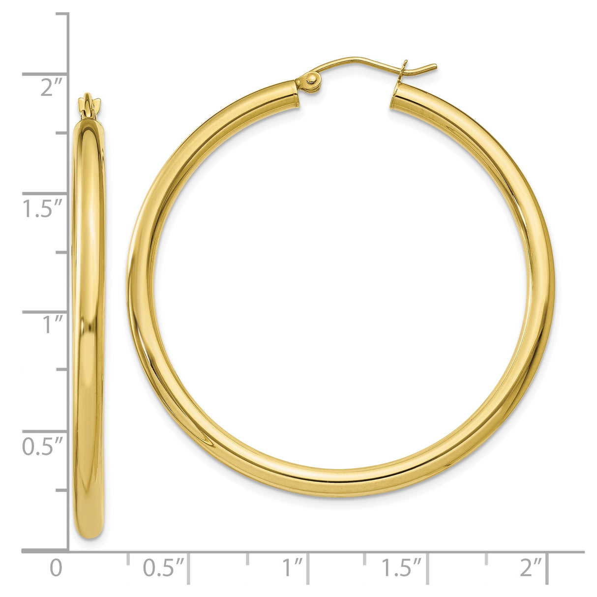 10k Yellow Gold Hoop Earrings, Classic Round Polished Minimalist Design for Women