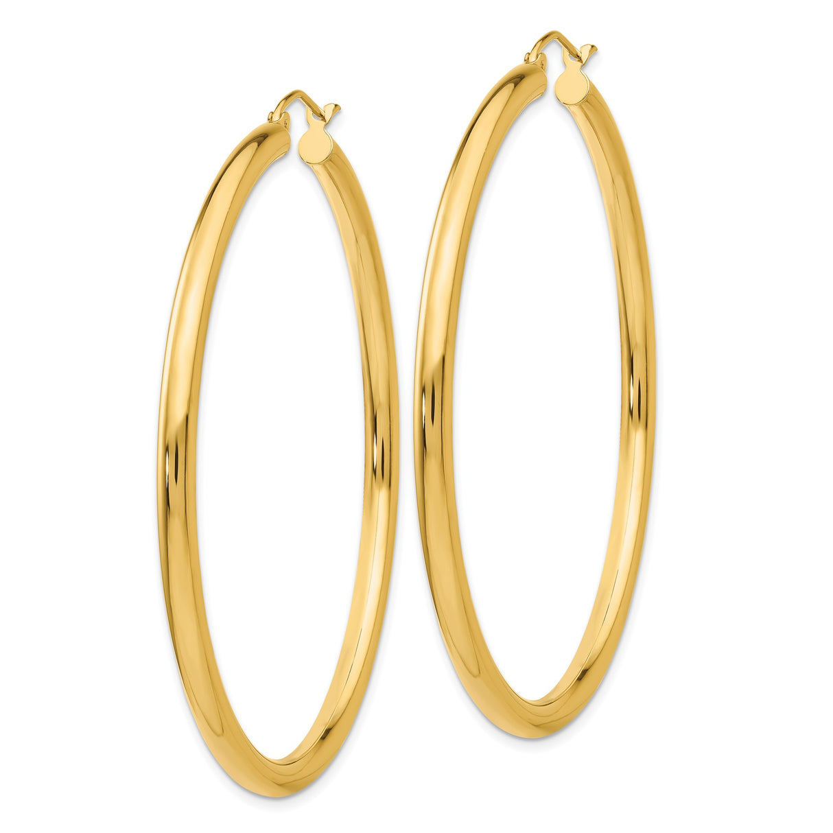 10k Yellow Gold Hoop Earrings, Classic Round Polished Design with Latch Back Closure