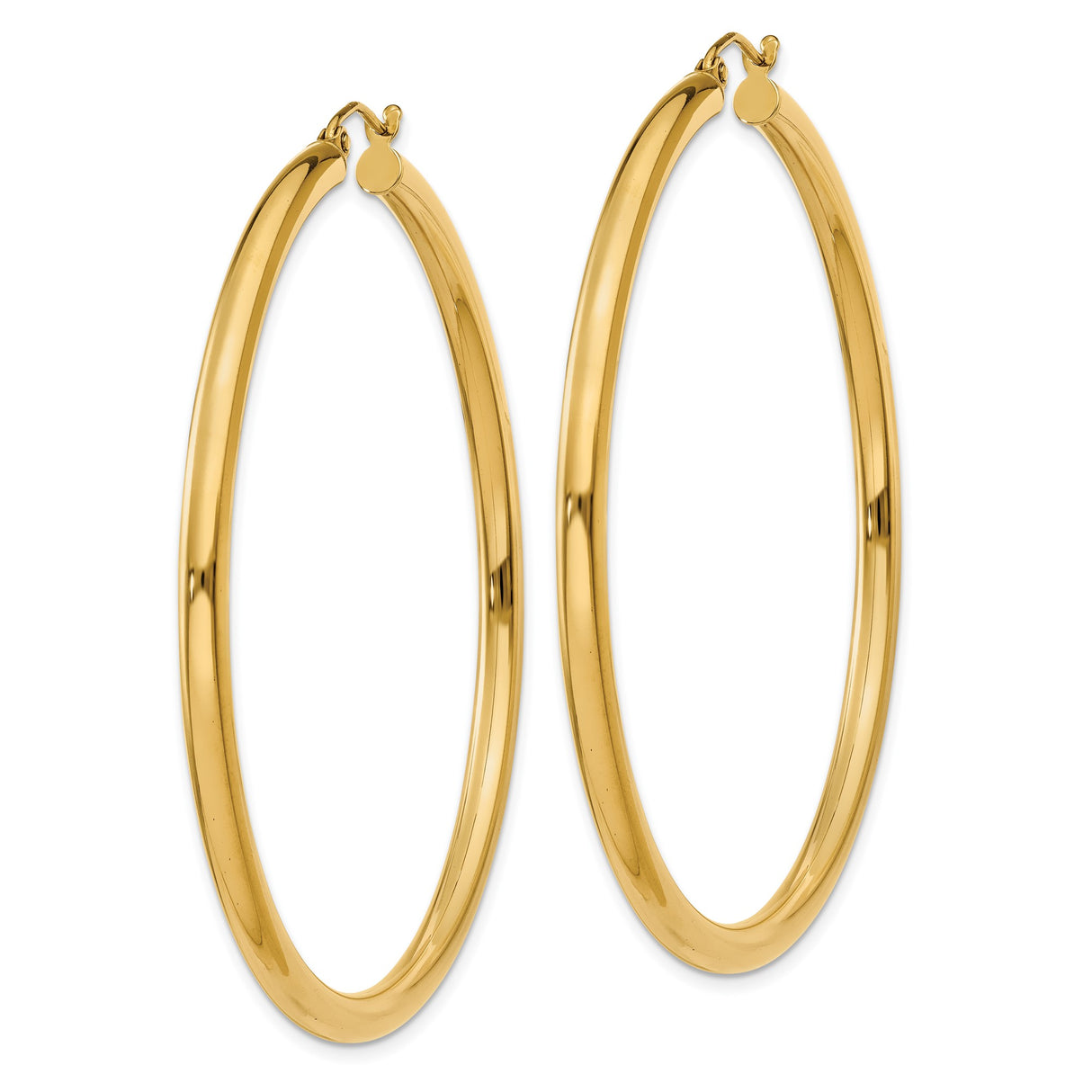10k Yellow Gold Hoop Earrings, Lightweight Tubular Design, Smooth Polished Finish for Women