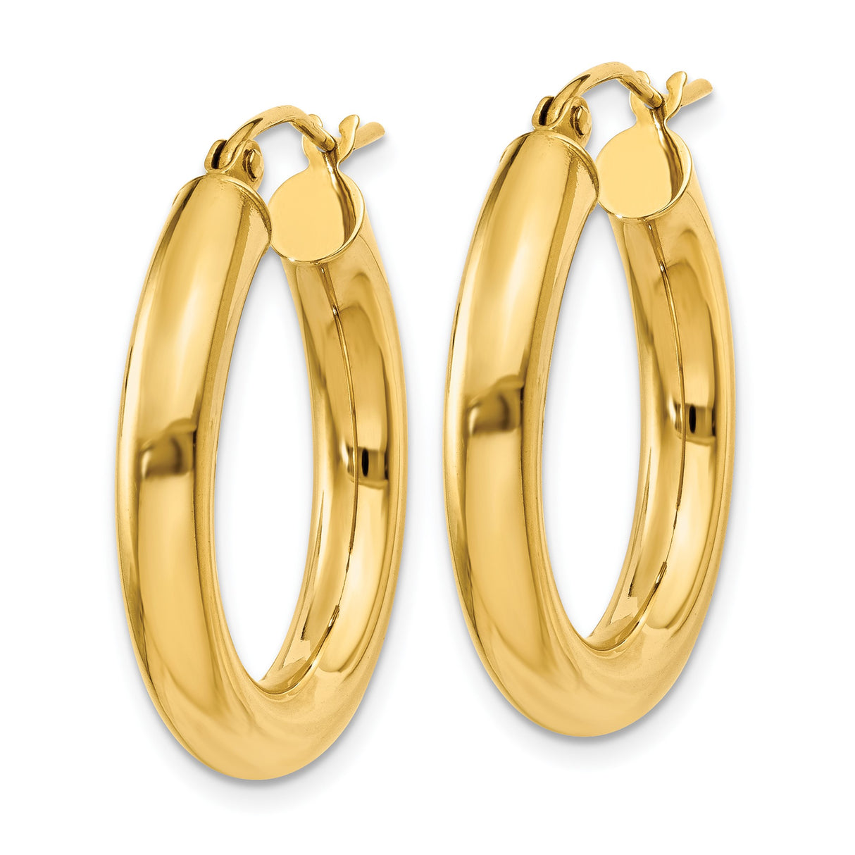 10k Yellow Gold Hoop Earrings, High-Polish Lightweight Tube Design for Women
