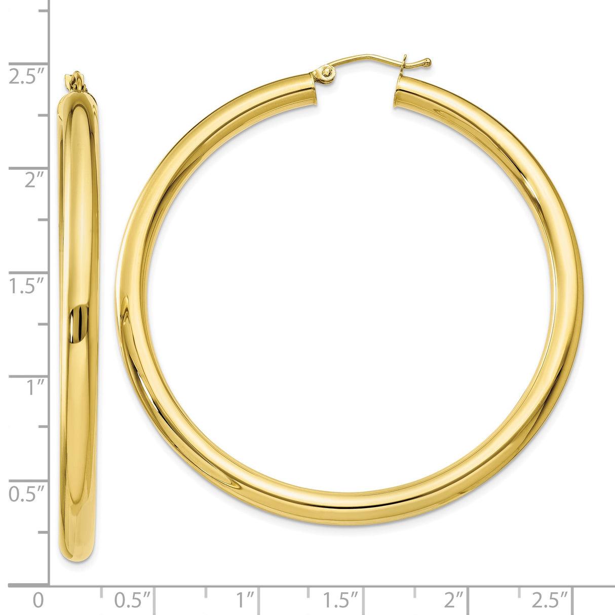 10k Yellow Gold Hoop Earrings, Large Polished Lightweight Design, Minimalist Timeless Style