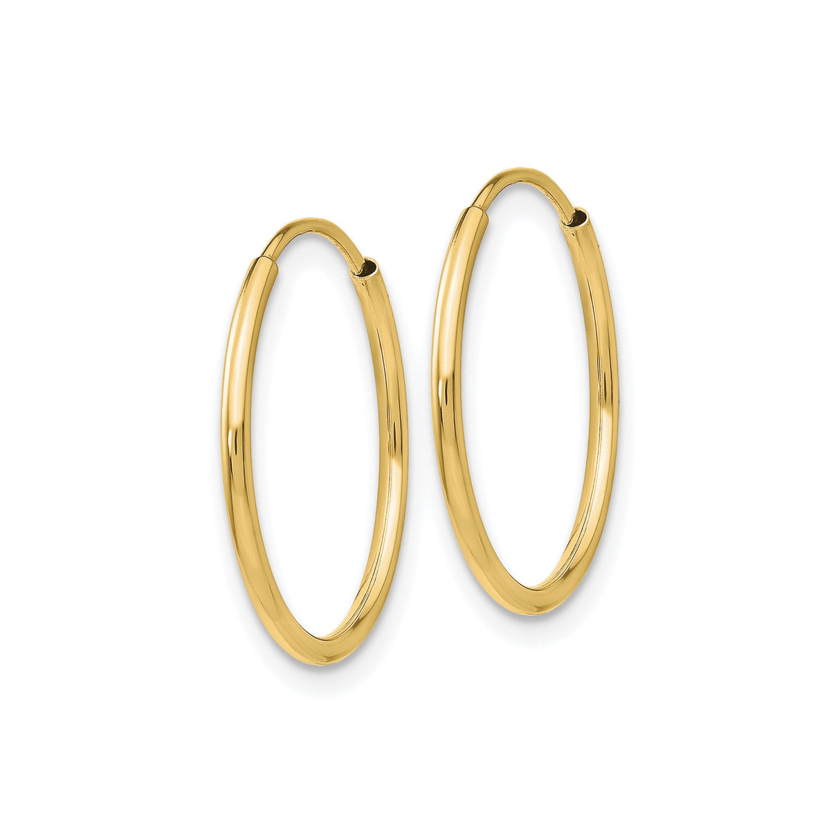 10k Yellow Gold Hoop Earrings, Lightweight Polished Tube Hoops with Minimalist Round Design