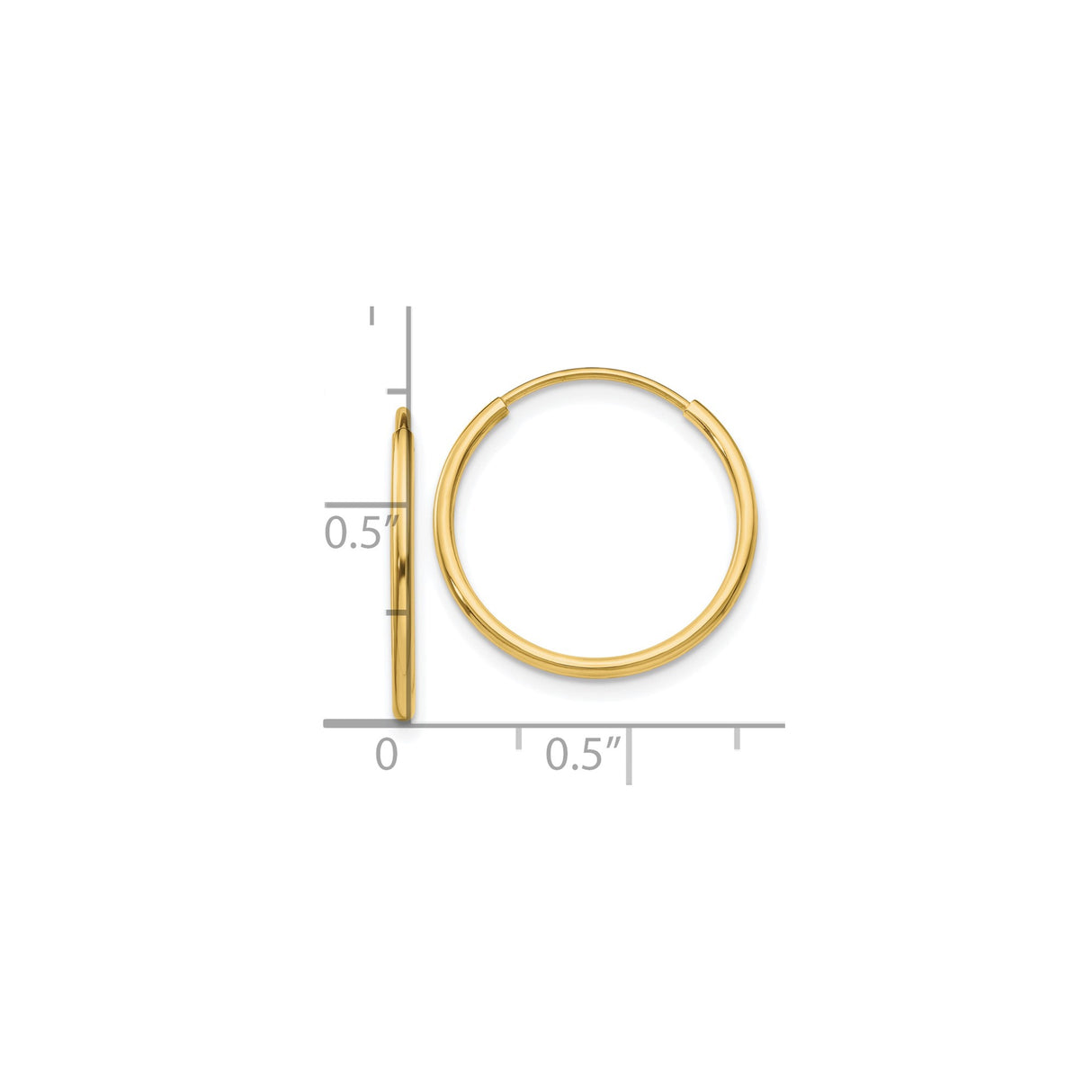 10k Yellow Gold Hoop Earrings, Lightweight Polished Tube Hoops with Minimalist Round Design