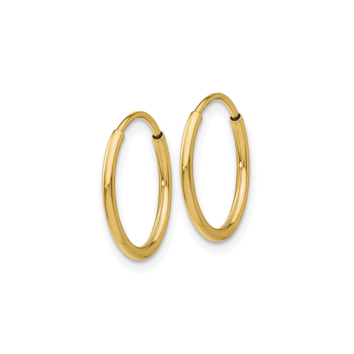 10k Yellow Gold Hoop Earrings, Polished Round Tube Design, Medium Size, Classic Minimalist Style