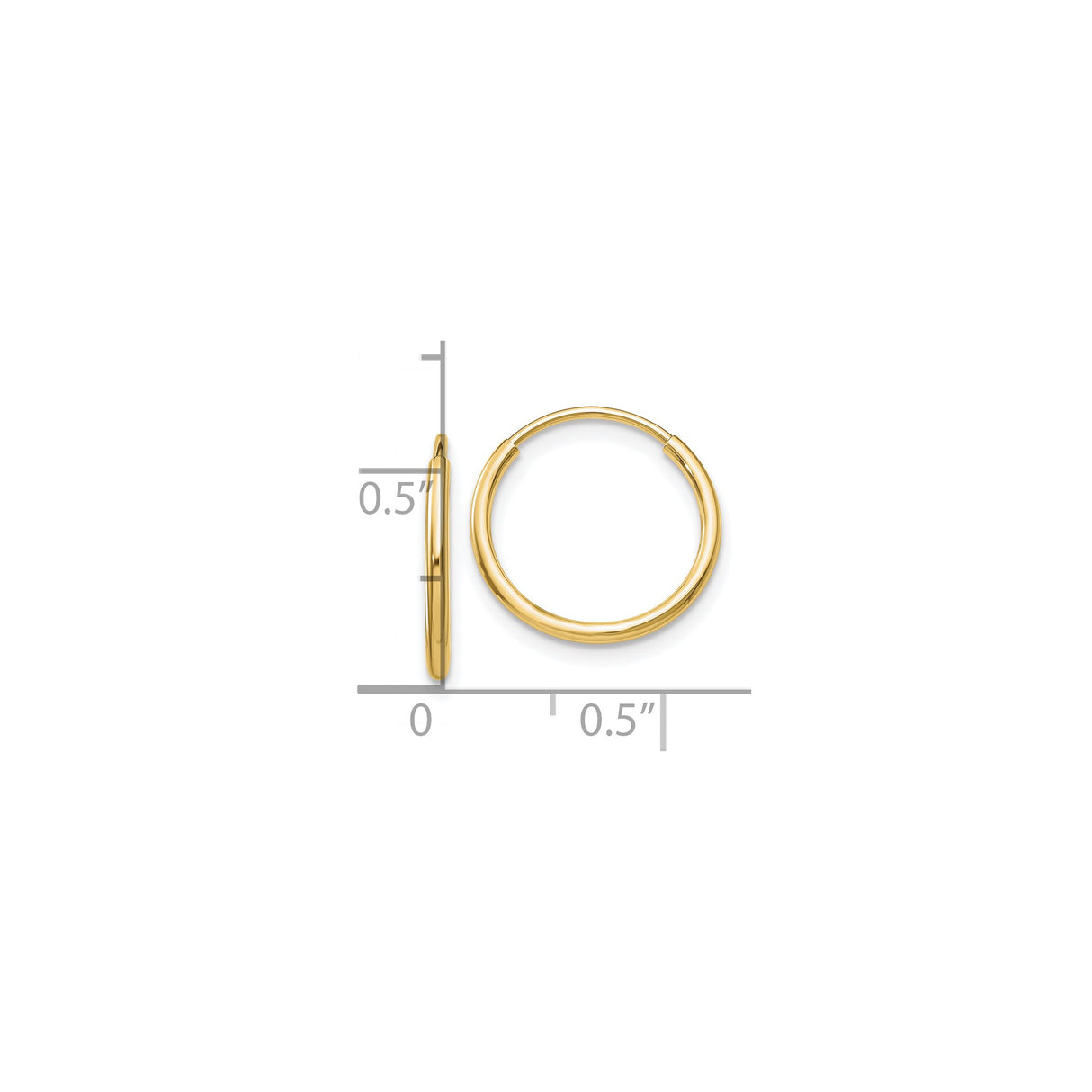 10k Yellow Gold Hoop Earrings, Polished Round Tube Design, Medium Size, Classic Minimalist Style