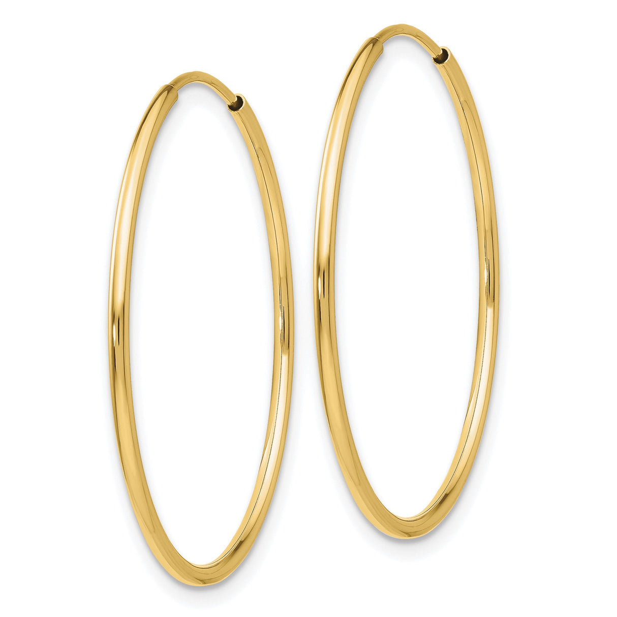 10k Yellow Gold Hoop Earrings, Polished Seamless Design, Lightweight Classic Style for Women
