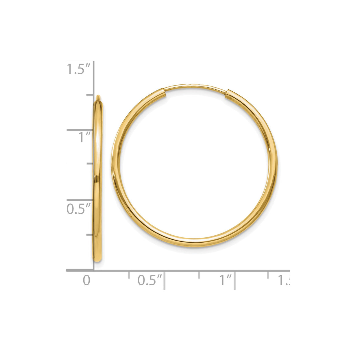 10k Yellow Gold Hoop Earrings, Polished Seamless Design, Lightweight Classic Style for Women
