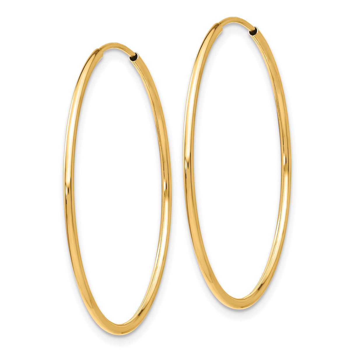 10k Yellow Gold Hoop Earrings, Classic Smooth Polished Tube Hoops, Minimalist Endless Design