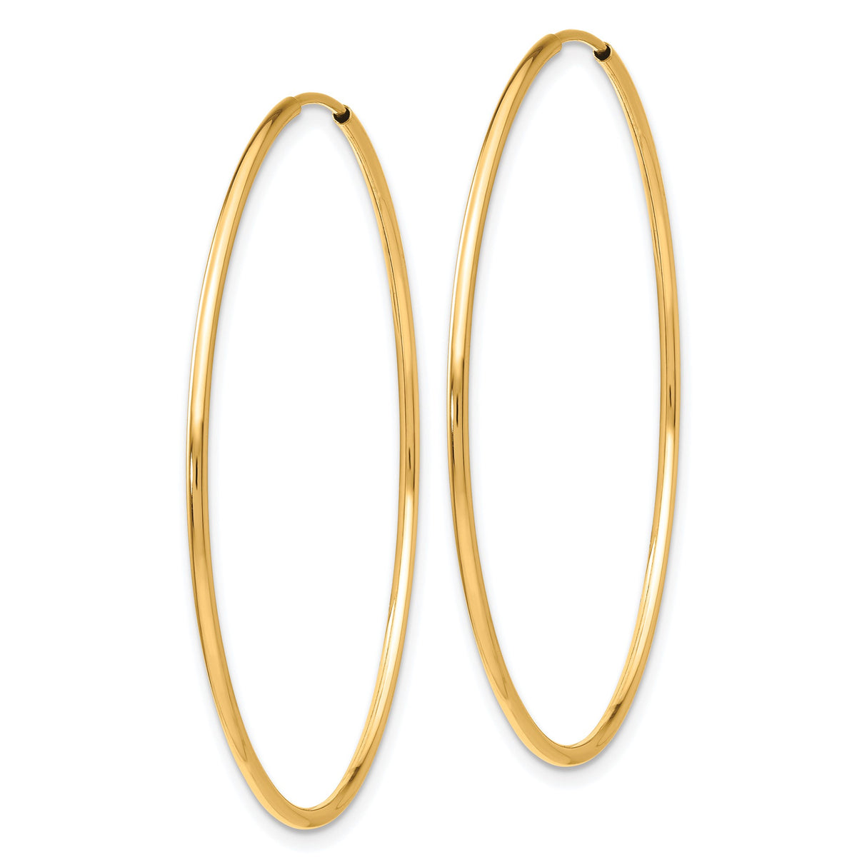 10k Yellow Gold Large Hoop Earrings, Polished Round Tube Style, Minimalist Modern Design